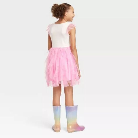 Nwt Girls' LOL Surprise Valentine's Day Tutu Summer Dress - Pink/Off White - Picture 6 of 6